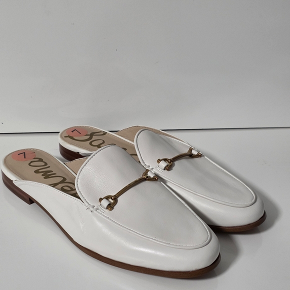 Sam Edelman Lounette White Loafers with Gold Accent Sz. 7 - Picture 1 of 4